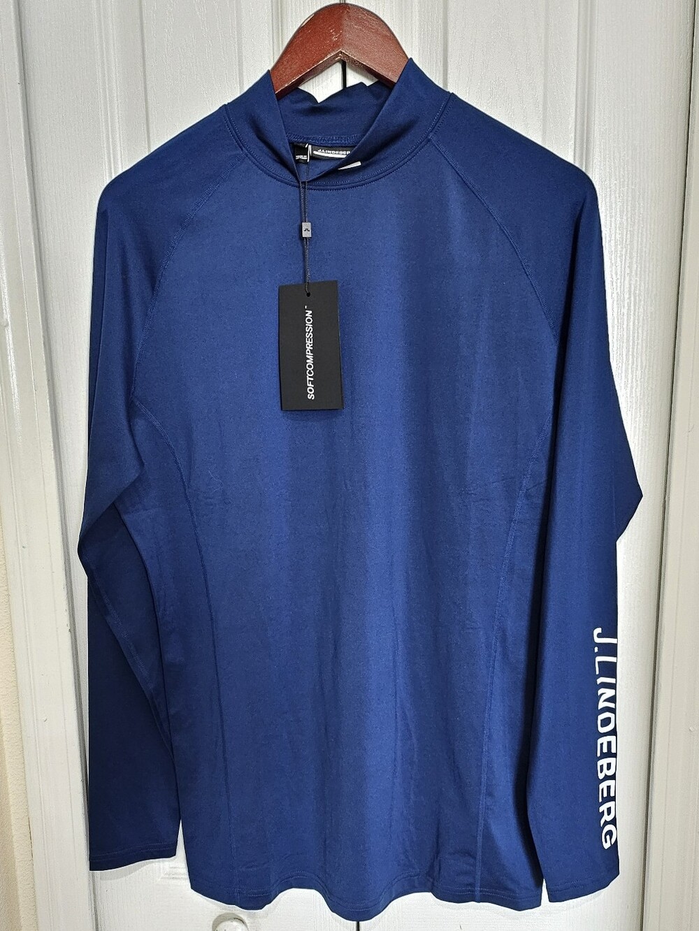 J.Lindeberg Aello Soft Compression Shirt XI Blue Mock Neck Golf Athletic Base. - Picture 2 of 14